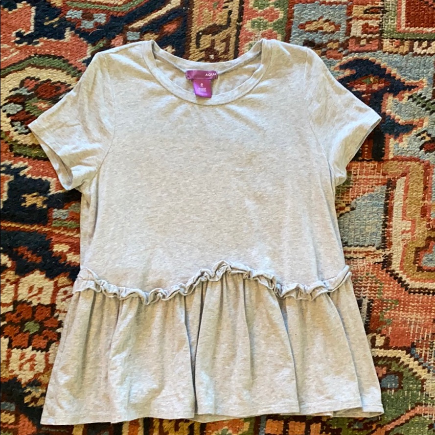 Gray Ruffle Tee